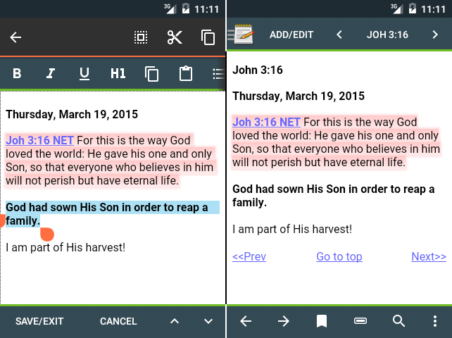 Notes editing and view Notes editing and view