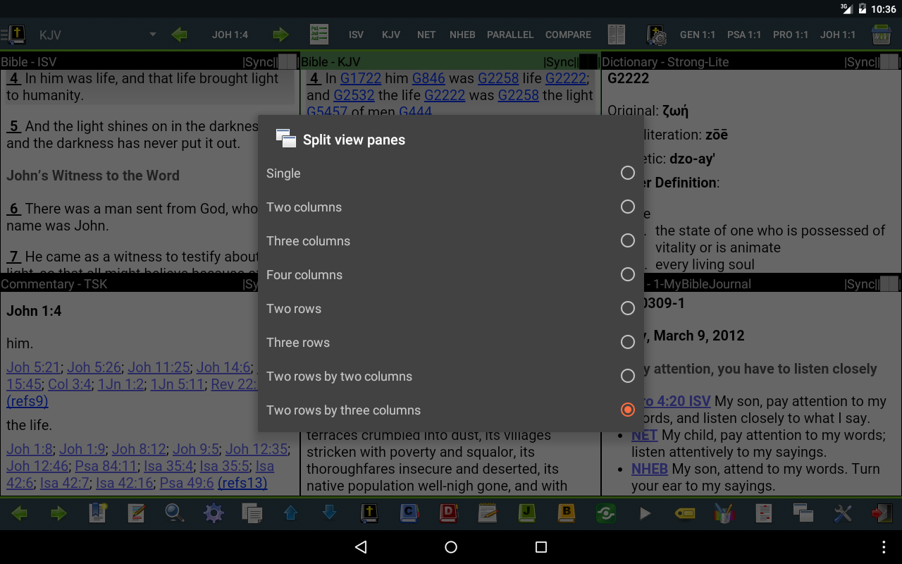 Split main screen selection